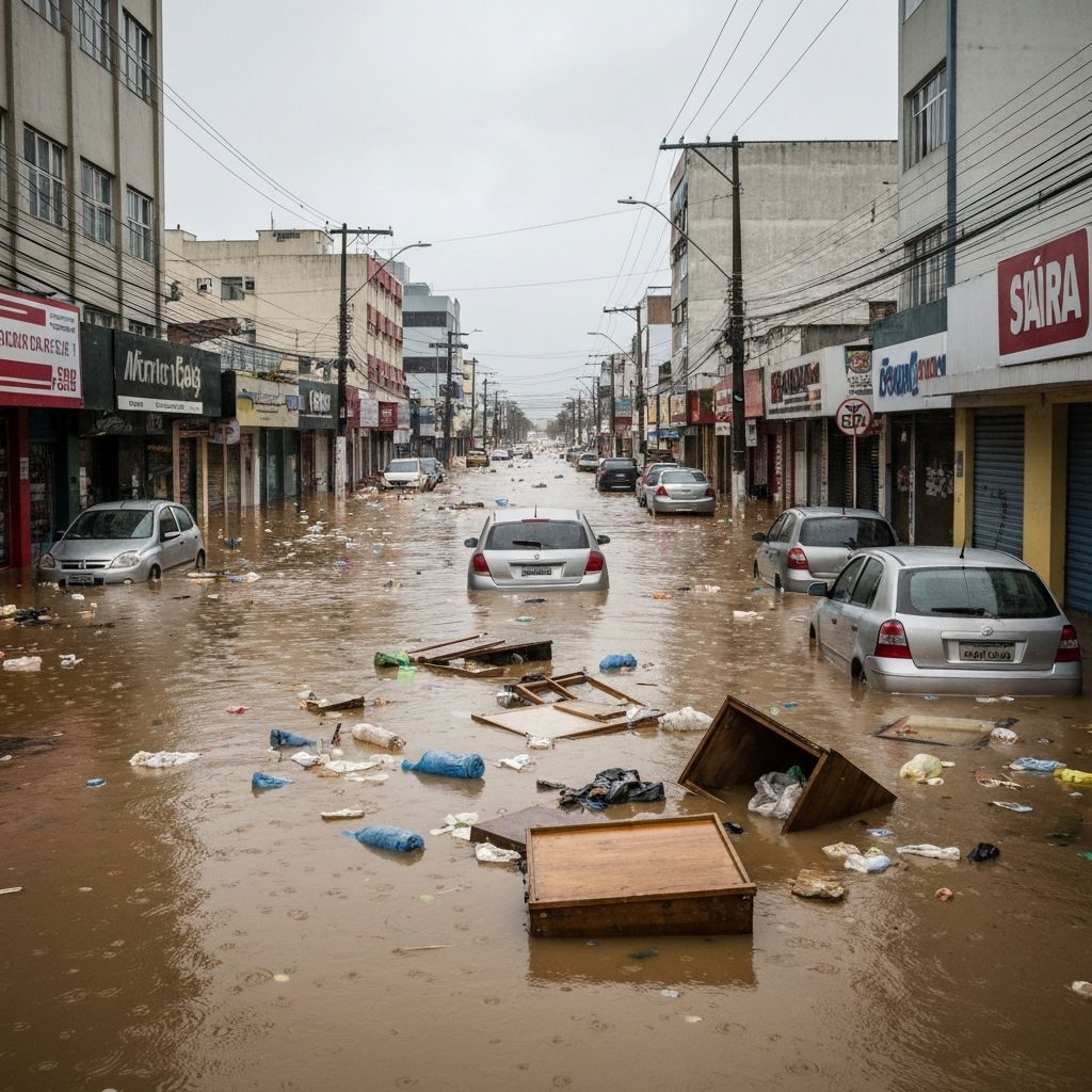 Cidades devastadas pelas enchentes